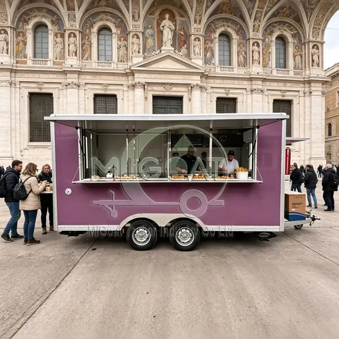 Custom Color Mobile Food Cart Concession Trailer Complete Cooking Equipment Outdoor Street Fast Food Vending Truck