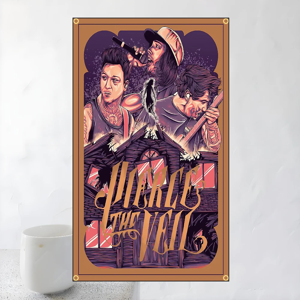 60x90cm 90x150cm P-Pierces-the-V-veilS-Rock Band Flag Polyester Printed Banner For Home Decoration