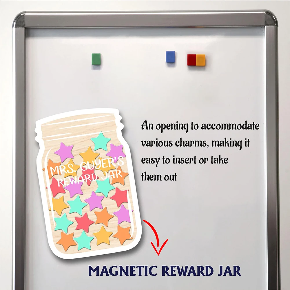 Motivational Reward Jar Wooden Magnetic Child Good Behavior Reward Jar with Stars Personalized Classroom Management Tools