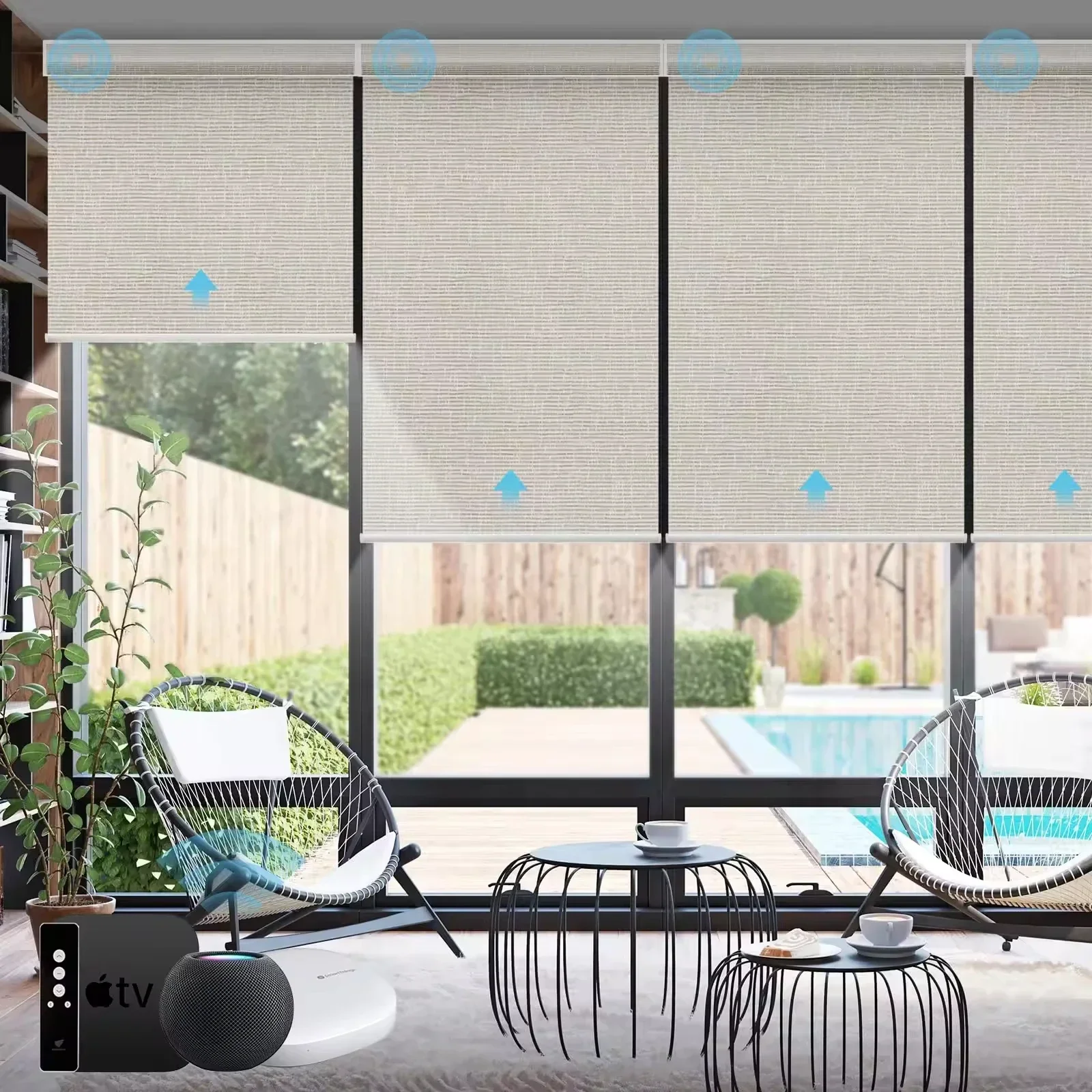 Ready-Made Electric Motorized Roller Blinds Home Balcony Hotel Remote Control System Convenient Built-In Slats Shades