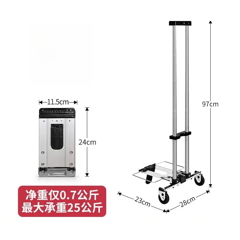 Foldable Hand Pull Cart Mini Shopping Trolley Portable Grocery Luggage Cart Small Home Cargo Trailer