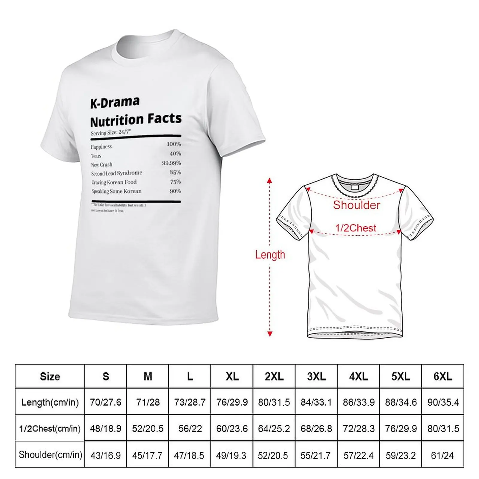 K-Drama nutrition facts korean drama T-Shirt anime tshirt vintage clothes men graphic t shirts