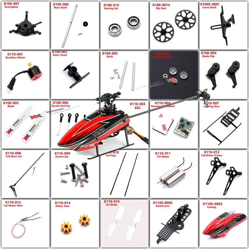 Wltoys XKS K110S K110 RC Helicopter Accessories Servo Blade Gear Motor Rotor Head Tail Canopy ESC Board for K110S Upgrade Parts