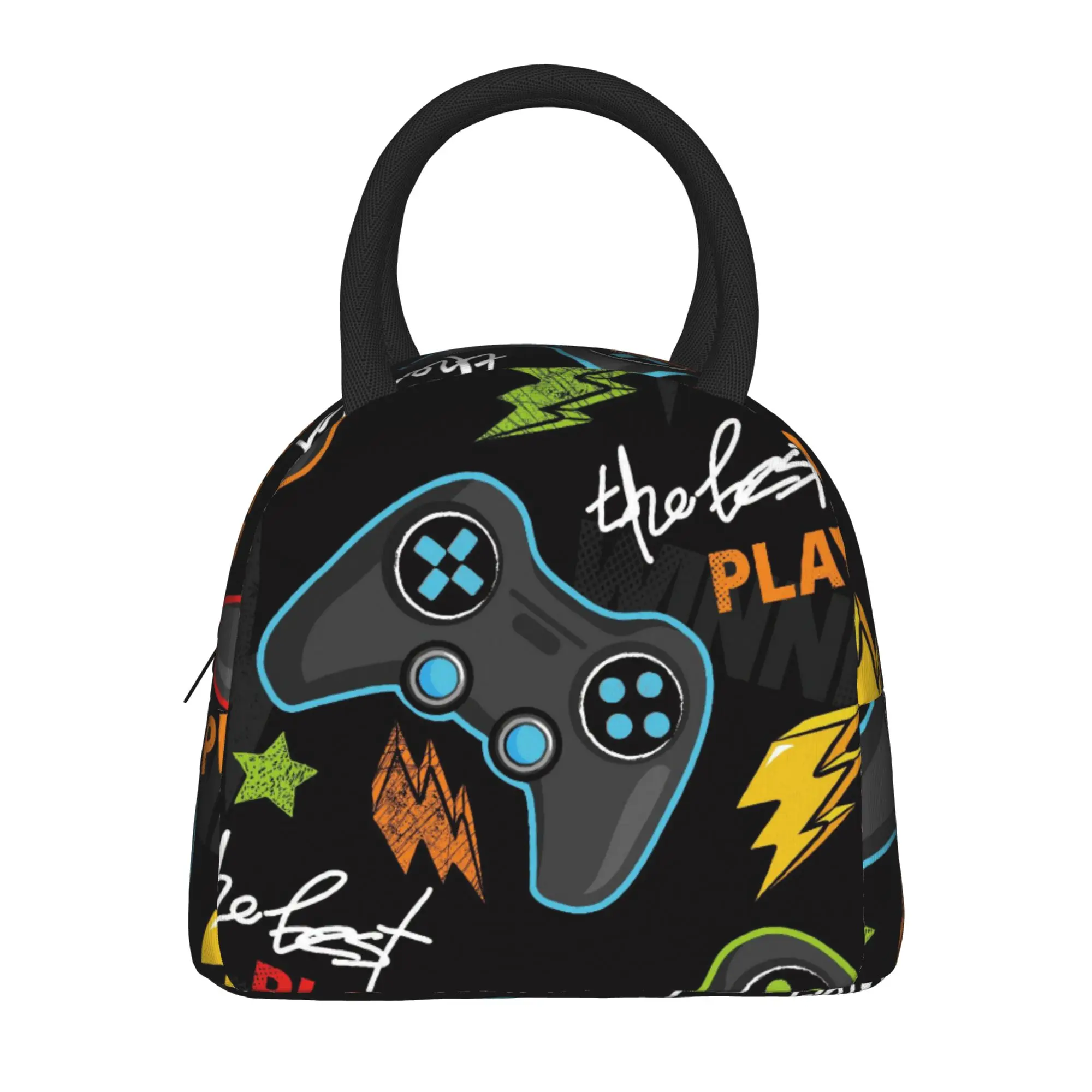 Game Controller Pattern  Insulated Lunch Bags Thermal Bag Reusable  High Capacity Tote Lunch Box Food Storage Bags Work  Picnic