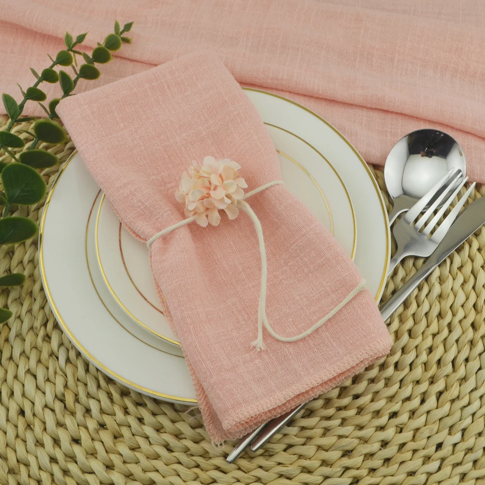 Set of 6pcs Gauze Napkins 16x16 inch Cotton Cloth Napkins For Wedding Party Baby Shower Christmas Decoration Family Tea Towel