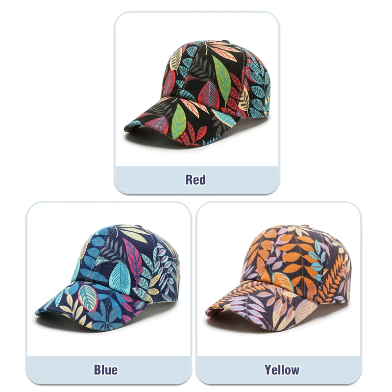 New Spring and Summer Unisex Fashion Korean Style Leaf Pattern Baseball Cap Peaked Caps