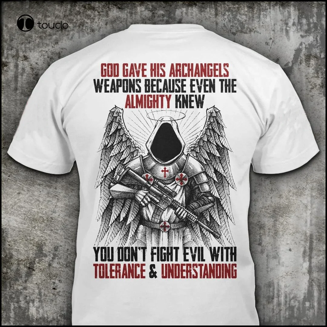 God Gave His Archangels Weapons Angle Warrior Men T Shirt Cotton S-3Xl White Tee