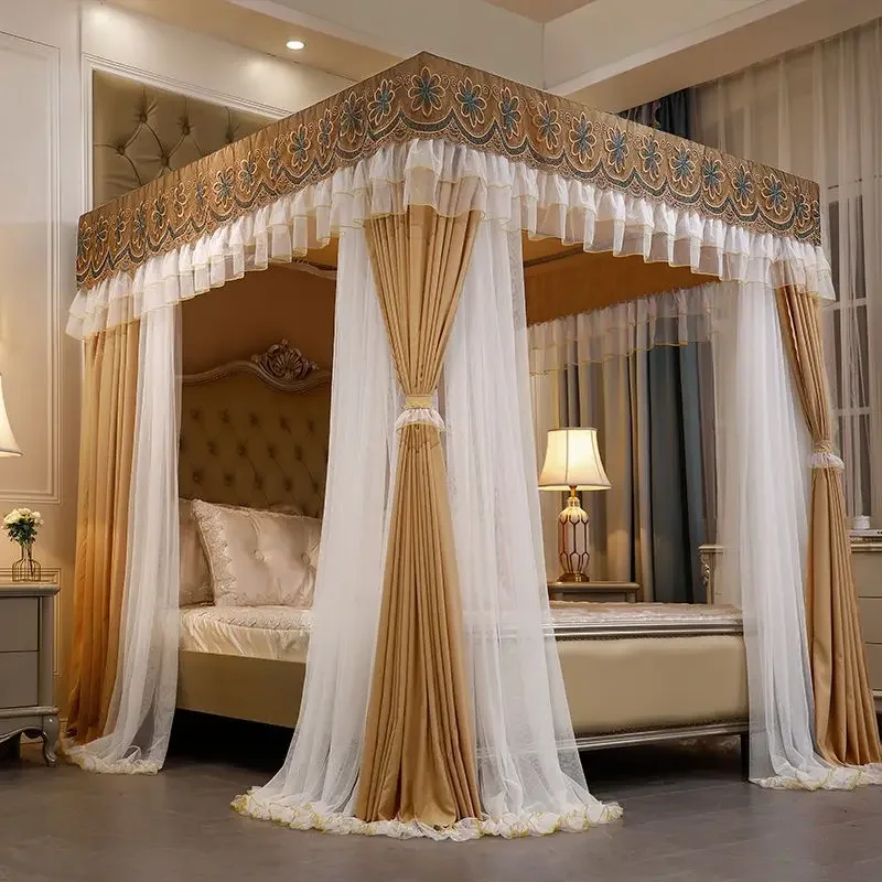 mosquito net shading bed curtain princess wind bed mantle three door shading cloth dust top mosquito net bracket pole
