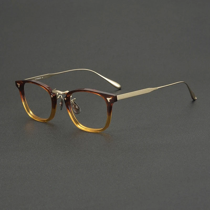 

Fashion Design Titanium Optical Frame Japanese-inspired Retro Titanium and Acetate Combination Wellington Style Eyeglasses Frame