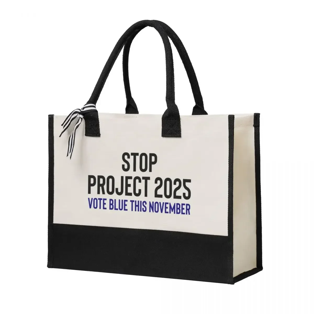 Canvas Gift Shopping Bag STOP PROJ. 2025 Canvas Large Capacity Bag Customizable Quality Gifts