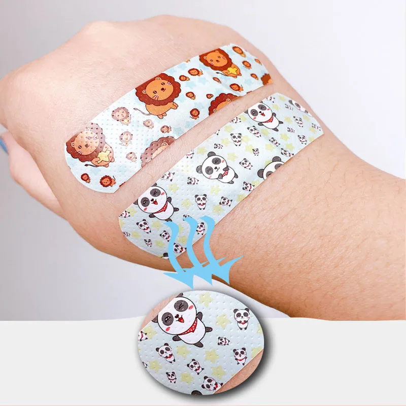 120Pcs Bandages Kids Cartoon Animal Flexible Adhesive Waterproof First Aid for Children Repair Tape Knuckle Sticker for Cuts