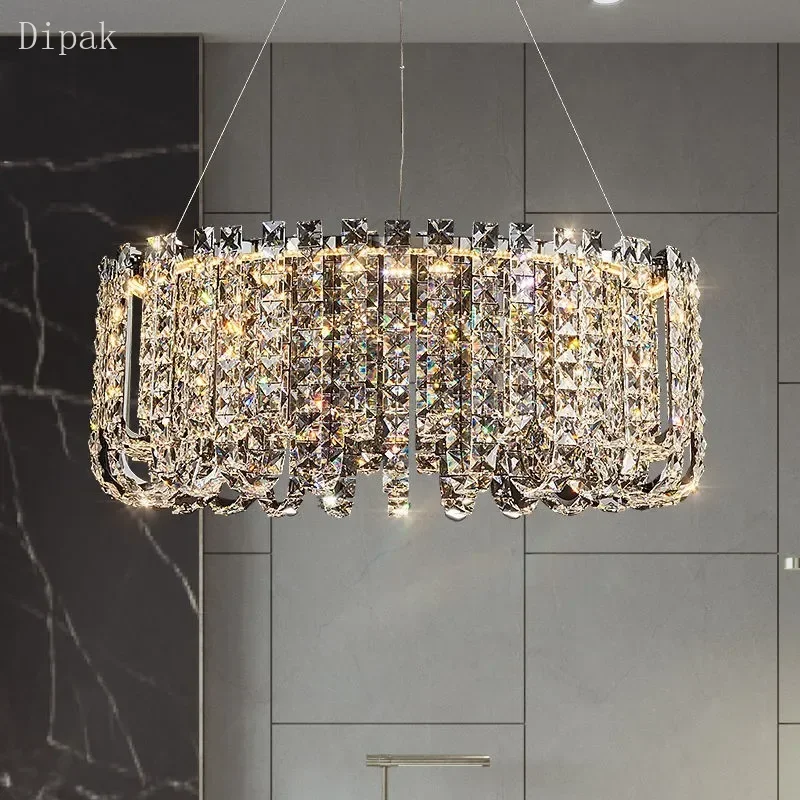 

Light luxury K9 crystal LED pendant light luxurious living room villa lobby bedroom luxurious Italian restaurant