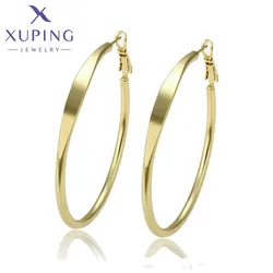 Xuping Jewelry Gold Color Plated Fashion European Style Elegant Big Hoops Earrings for Girls Women School Party Gift 80633