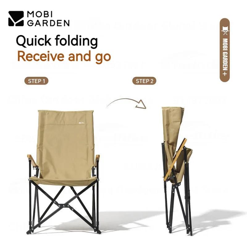 

MOBI GARDEN Folding Chair 600D Double Oxford Cloth Aluminum Alloy Camping Outdoor Fishing High Back Picnic Leisure Armrest Chair