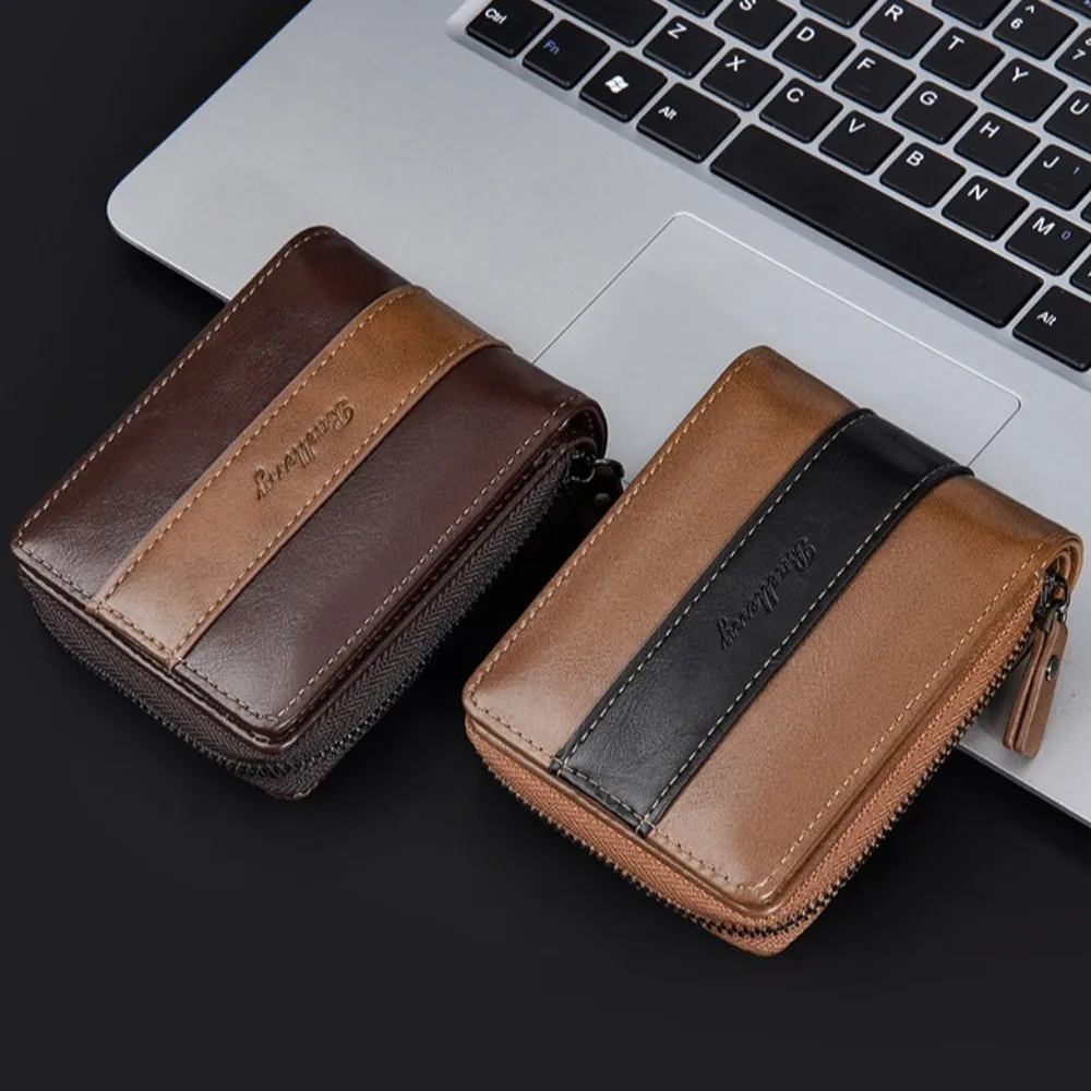 

Zipper Pouch Men Zipper Wallet PU Leather Credit Card Case PU Leather Coin Purse Portable Short Card Holder Business