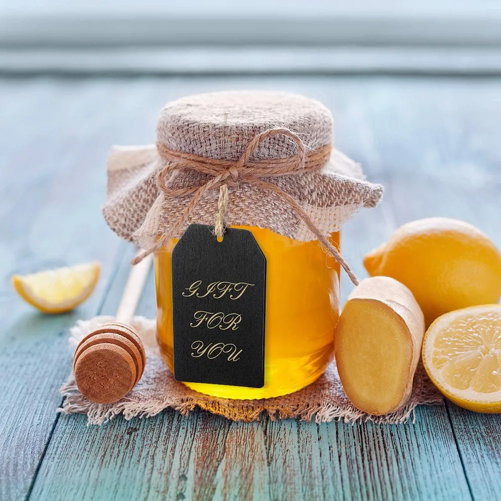 AB33-Chalkboard Tags Hanging Wooden Mini Chalkboard Signs , Hanging Chalkboard Labels,Message Tags, Black