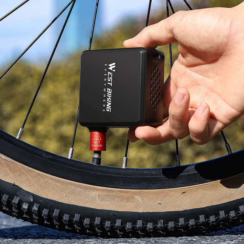 WEST BIKING Przenośna mini elektryczna pompka rowerowa 150PSI Type-C Ładująca pompka rowerowa MTB Road AV FV Zawór Pompka rowerowa