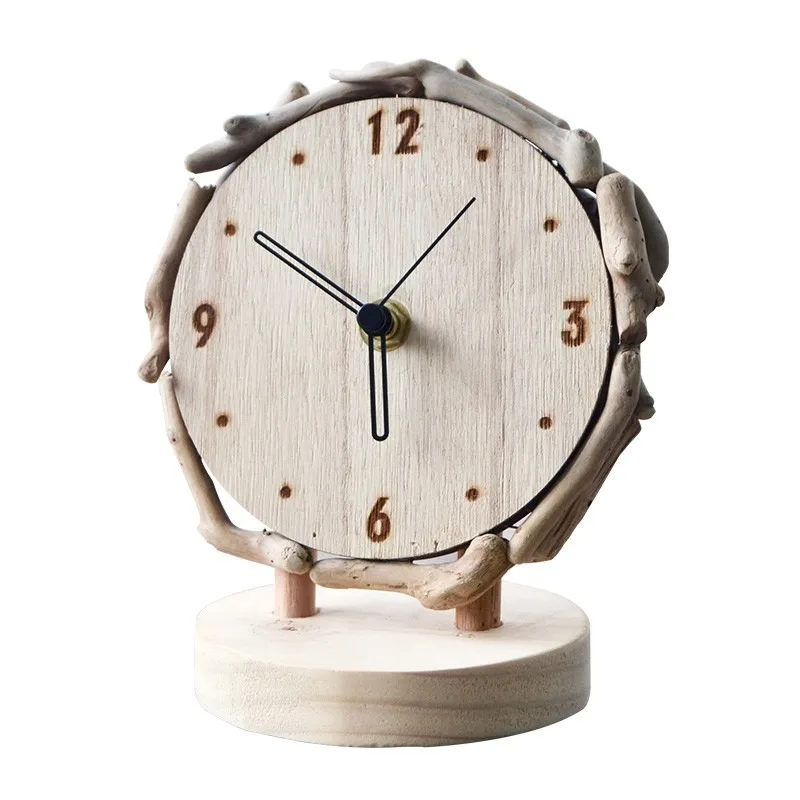 

Log desktop clock desk Living room home simple ornament Desktop silent creative desk clock