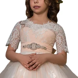 Puffy Blumen Mädchen Kleider Weg Von Der Schulter Prinzessin Kleid Für Kinder Tüll Perlen Elegante Applique Vestidos De Novia