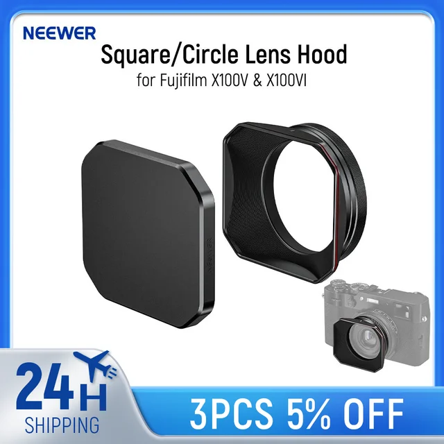 NEEWER Kwadratowa osłona przeciwsłoneczna do X100V i X100VI Osłona przeciwsłoneczna z płatkami ze stopu aluminium do Fujifilm X100V i X100VI