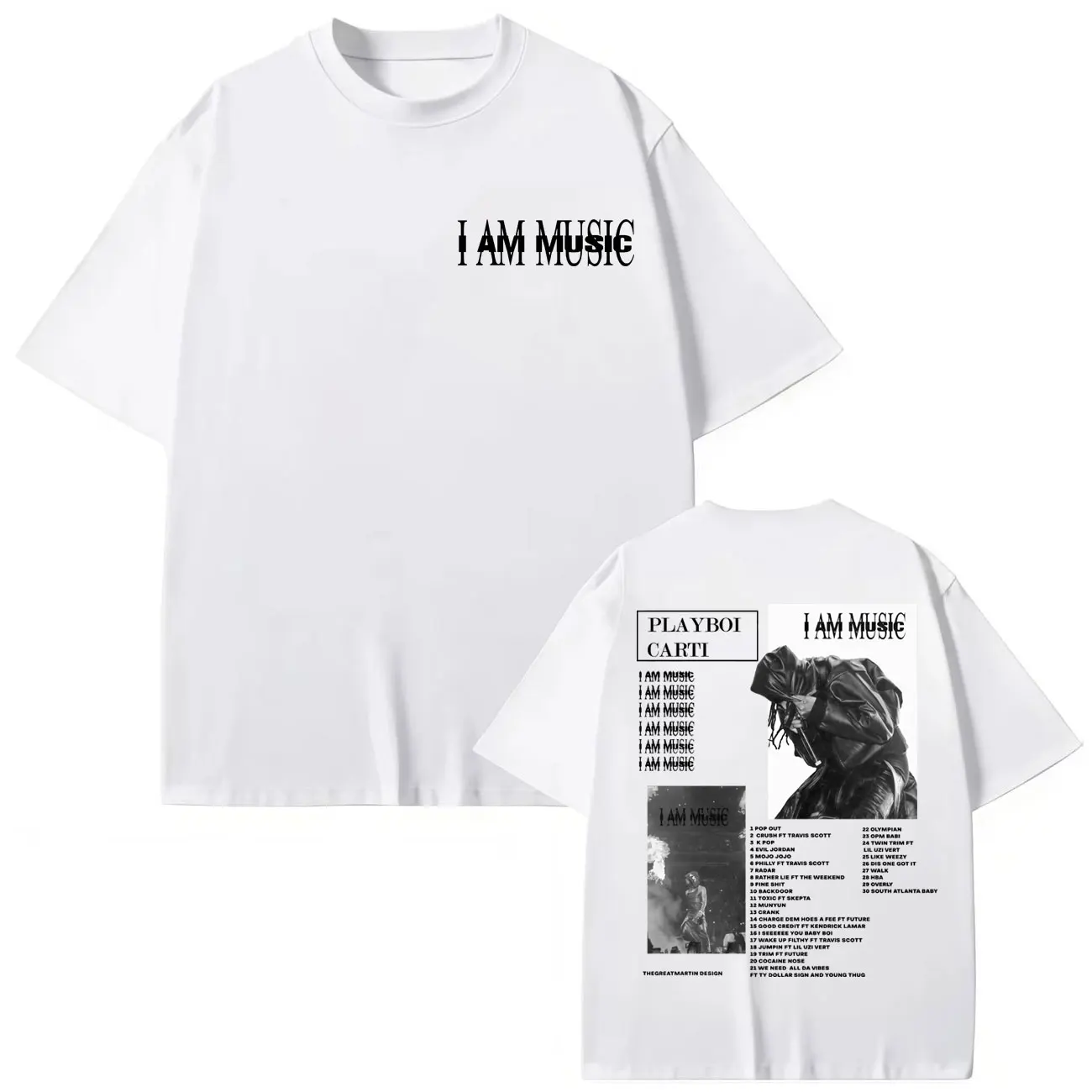 래퍼 플레이보이 카르티 I Am Music 그래픽 티셔츠 하라주쿠 힙합 반팔 티셔츠 남성 여성 패션 빈티지 티셔츠