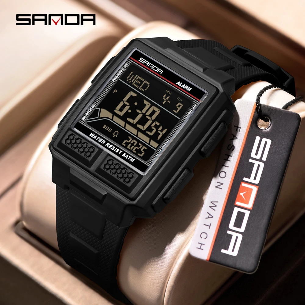 SANDA 2212 LED Digital Waterproof Sports Shockproof Mens Wristwatches Luxury Electronic Watch for Men Alarm Clock Reloj Hombre