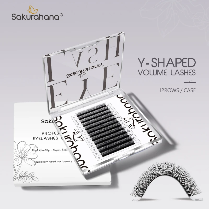 

Sakurahana Two Tips YY Shape Eyelash Extensions C D L LU curl Premade Volume Fans Natural and Soft Lash Wholesale