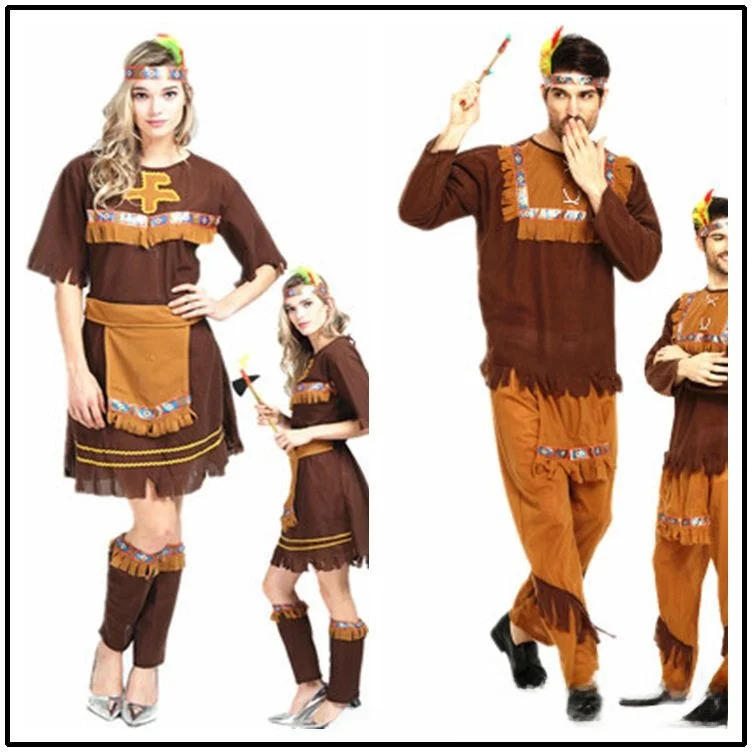 

Indian Chief Women's loween Costume Yellow One-Piece Performance Par Outfit Men's Equivnt Traditional Ethnic Stage Wear