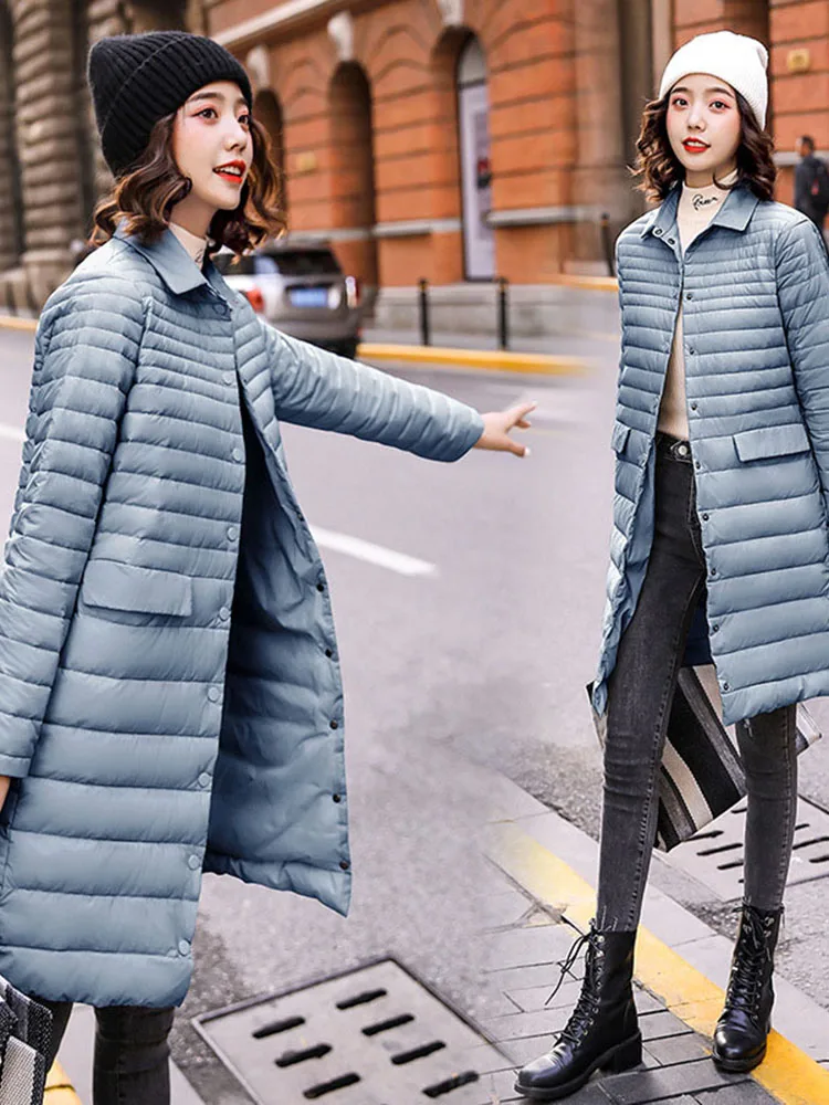 

Women Down Jacket Coat 2023 Spring Women's Down Jacket Mid Length 90% White Duck Down Coats Female Jackets Woman Outerwea