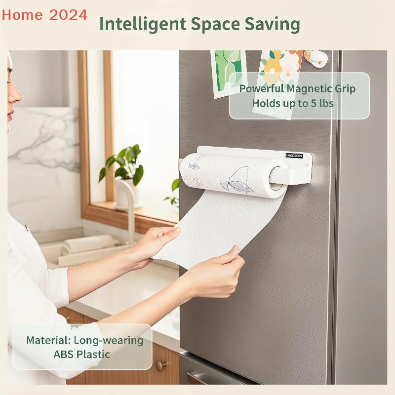 

[HGS]Kitchen Paper Holder Non-drilling Fresh Wall-mounted Refrigerator Magnetic Towel Holder Side Cabinet For Storing Items[HGS]