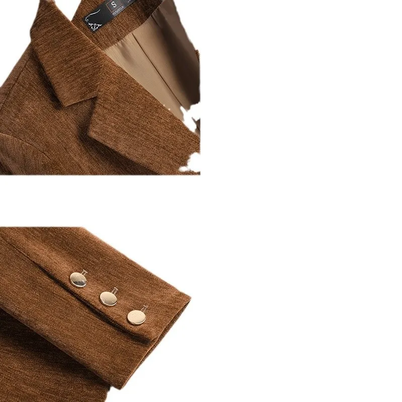 الذهب الأصفر المخملية السترة المرأة الخريف الشتاء الدعاوى غير رسمية موضة مكتب السيدات السترة الأعمال ملابس العمل معطف سترة رسمية #5