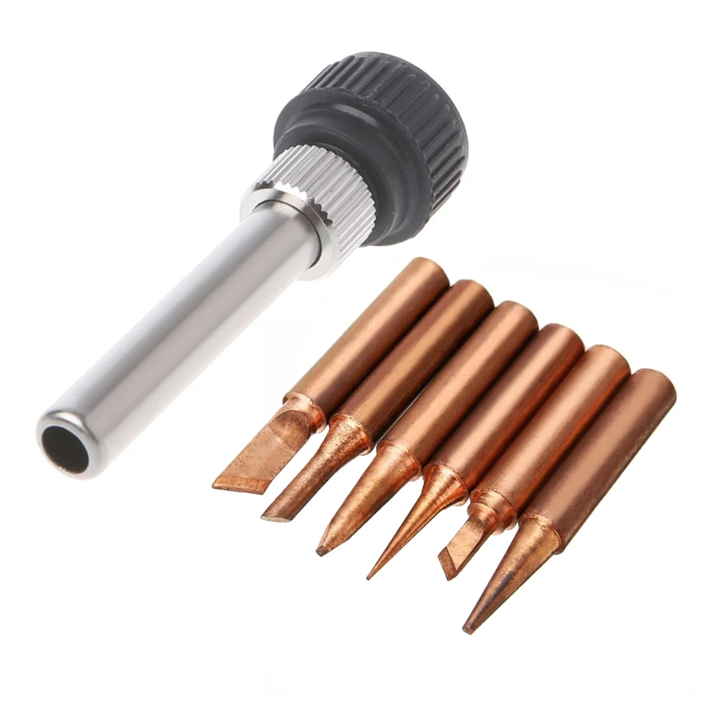 7pcs Copper 900M-T Soldering Iron Tip Lower Temperature Soldering For 936 937 8586 852D Soldering Station Accessories