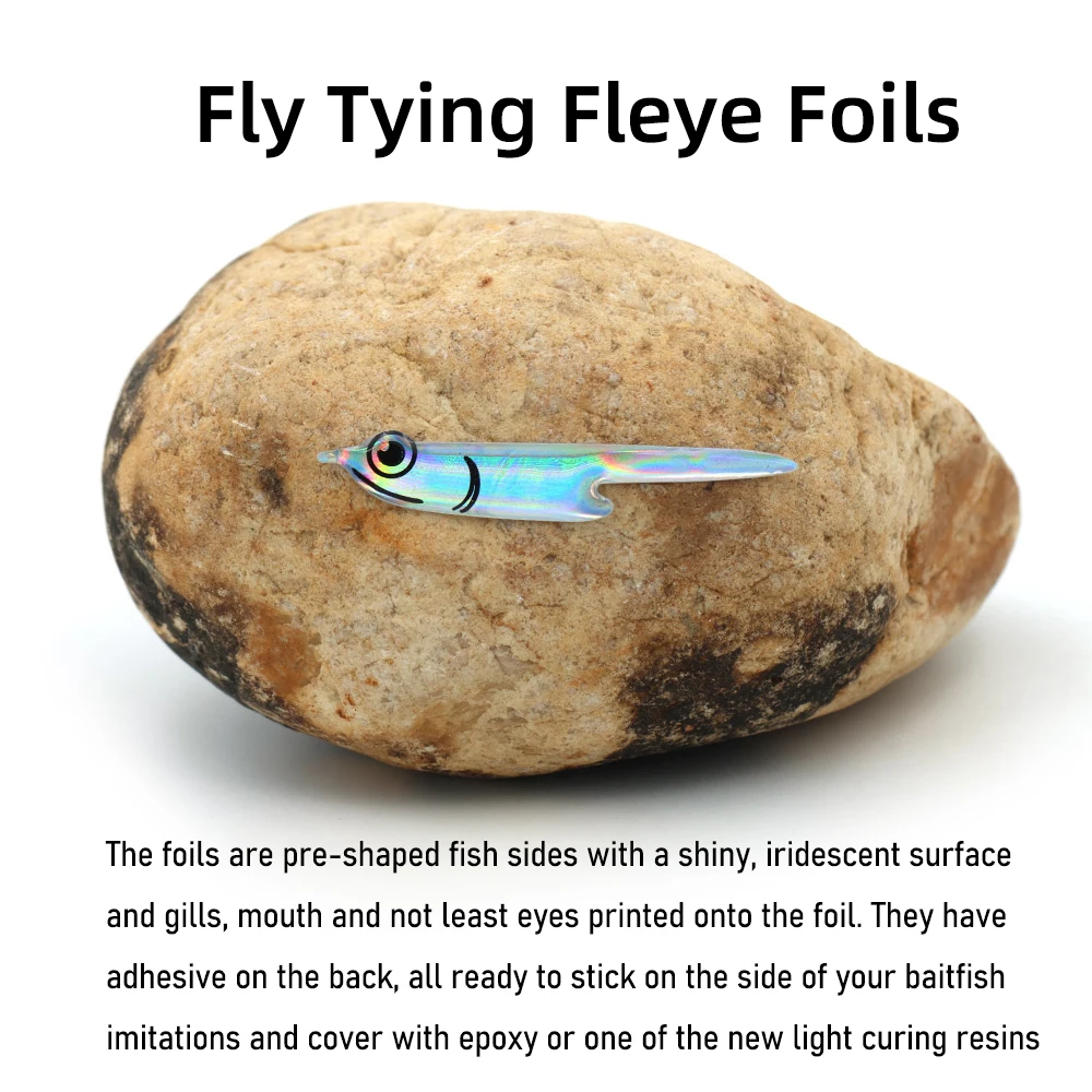 Fish-shaped Profiles Vinyl Masks Fly Tying Fleye Foil Fish Head Sticker for Saltwater Fishing Baitfish Lure Silverside Sand Eel