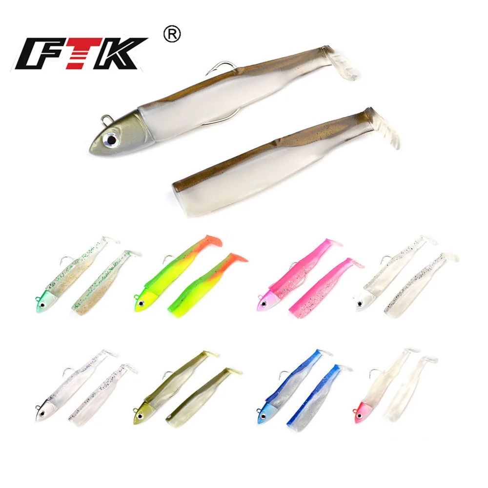 

FTK 5-25g Soft Lure Jig Head Hook Artificial Bait Black Minnow Saltwater Sea Bass Fishing Bait Swimbait for Fishing Accessories