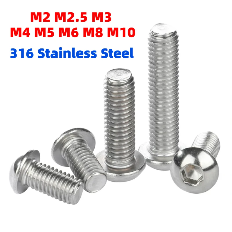 ISO7380 Stainless Steel Hex Screw M2 M2.5 M3 M4 M5 M6 M8 M10 Hexagonal 316 SS Socket Allen Bolt Thread Machine Metal Screws