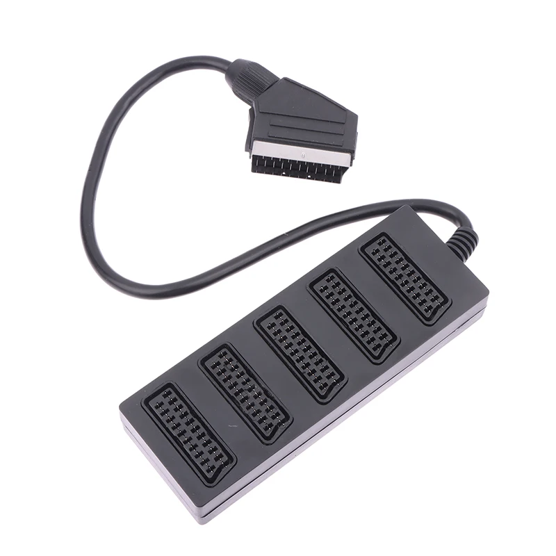 21Pin Scart 5 Way Splitter 21p Scart Male To 5 Female Adapter Connector 5 Road Scart One Divide Into Five Cable Line