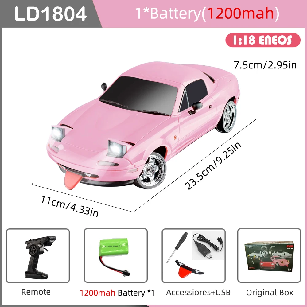 LDRC LD1804 RC Drift Auto 1/18 Mazda Mx5 2.4G 2WD ESP Gyroscoop LED Verlichting Volledige Schaal Gecontroleerd Model Kinderen auto Speelgoed Geschenken