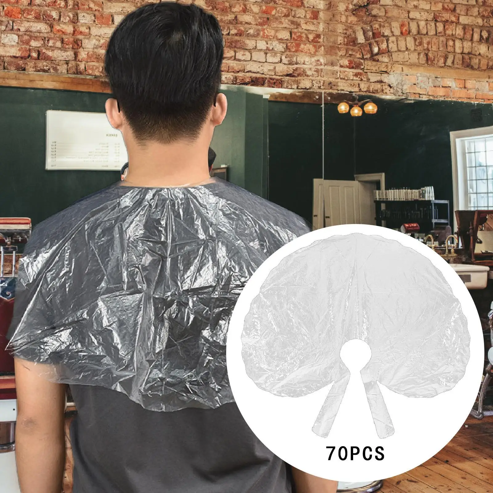 

70Pcs Disposable Barber Salon Cape Transparent Gown Short Hairdressing Capes
