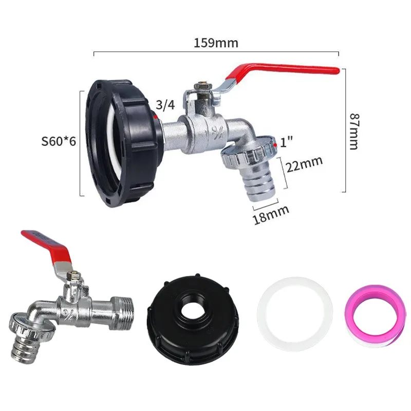 Linha grossa Tanque Tap Adapter, Tanque Tap Adapter, Jardim Quick Connect Faucet, Tanque de liga Tap, 1000 Litros Ibc Acessório, Válvula Fitting