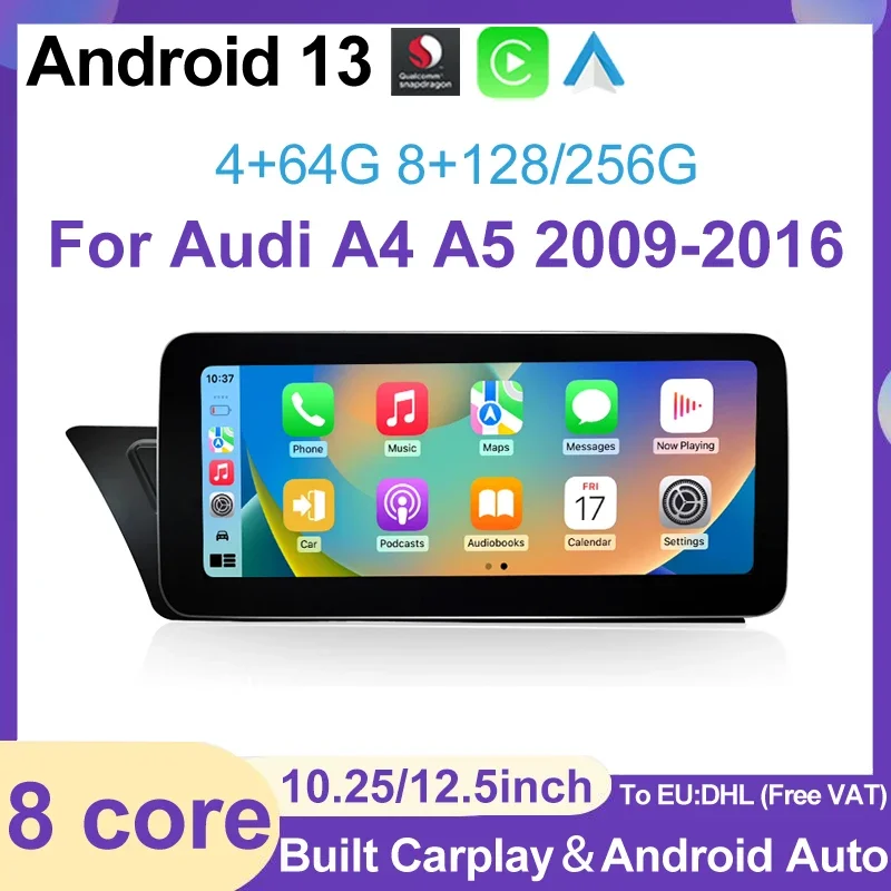 

Qualcomm Android13 GPS Navigation 256G Carplay Automotive Multimedia Player Auto radio For AUDI A4 A5 B8 2009-2016