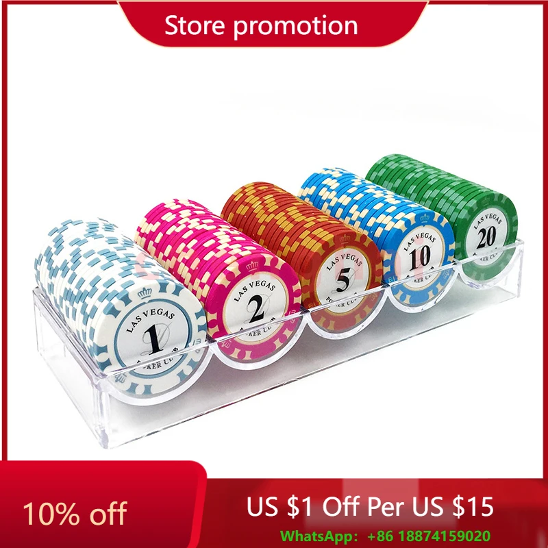 

Quality Poker Chips Set with Box 100 PCS 14g Clay Ceramic Insert Metal Texas Hold'em Poker Chips Game Casino Coins Entertainment