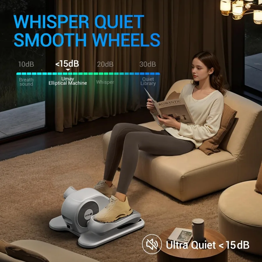 آلة بيضاوية الشكل تحت المكتب، تمرين الساق الكهربائية لكبار السن، ماكينة تدريب كهربائية محمولة هادئة للجلوس على الكسوف #5