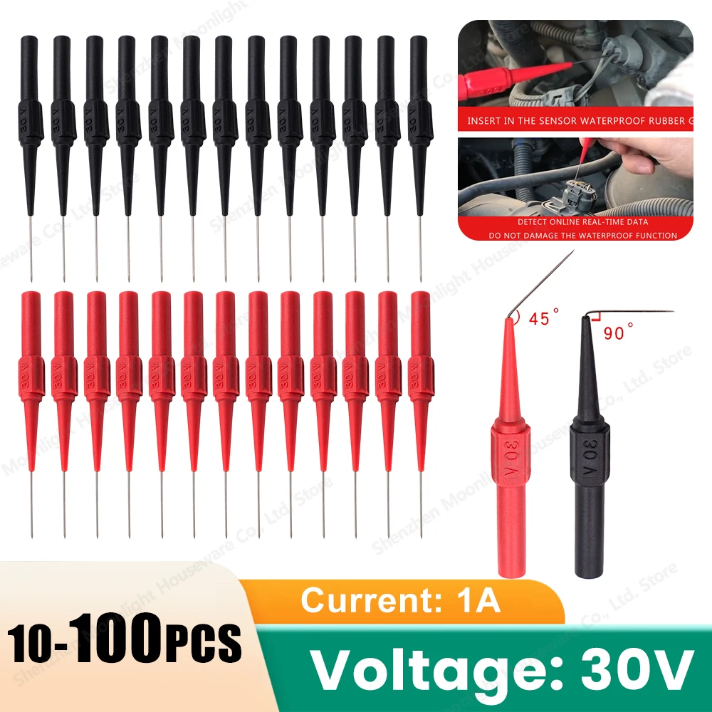 10pcs Insulation Piercing Needle Pin Sensitive Multimeter Piercing Needle Probe Measuring Device Car Tool for Banana Plug