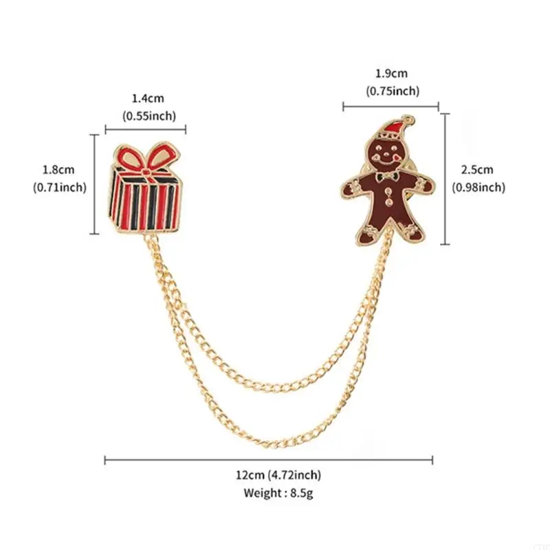 C71C Fashion Christmas Broche Tassels Chain Clothing Pin Kerstte Krans Geschenk badges Rapel Pin Party Juwelen Feestelijke Pin