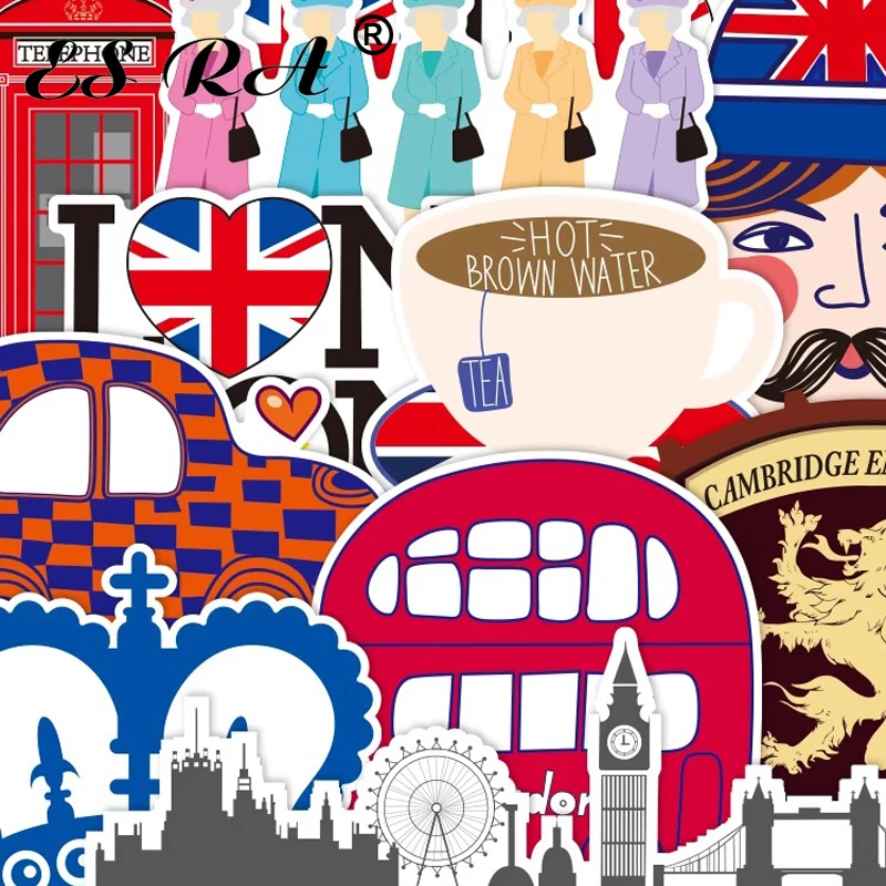 

Laptop Stickers 10Pcs/Set British Style Stickers Landon Travel Pegatinas Waterproof Decals Vinyl Suicase Skateboard Guitar Deco