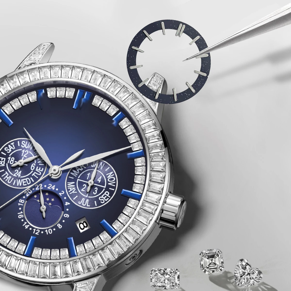 Mods 31.8mm Black White Transparent Skeleton W atch Dial Face Fit NH35 NH36 NH38 NH70 NH71 NH72 Automatic Movement Watch Parts