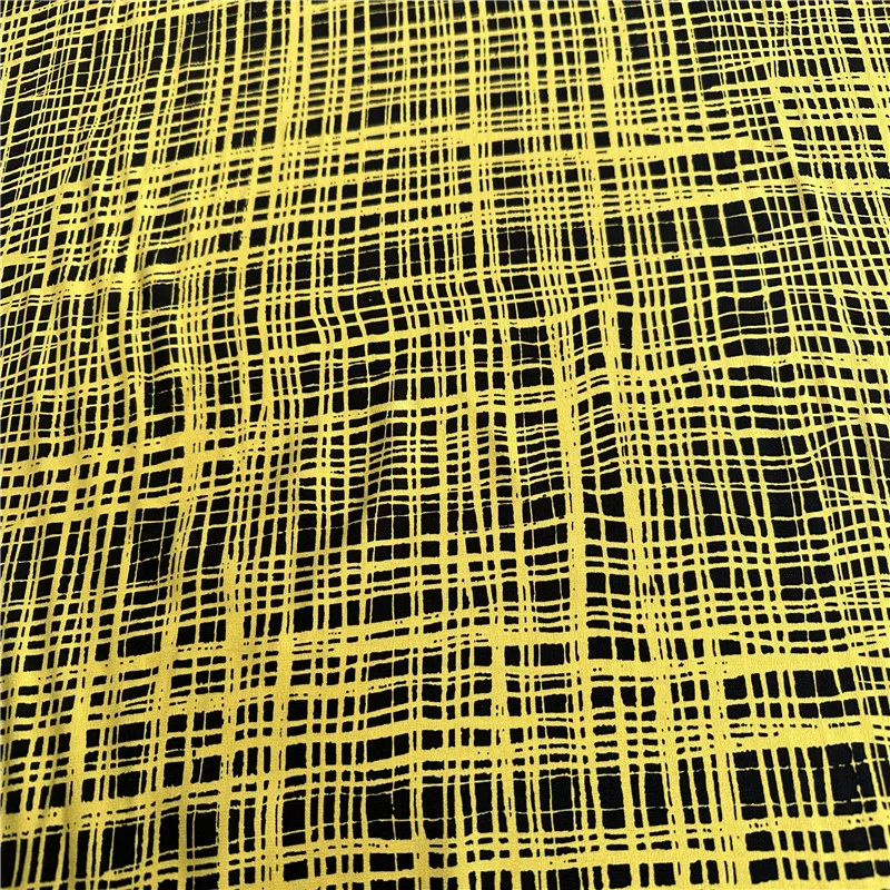 1 meter 100% Mulberry Silk 18 momme Crepe Silk Fabric Yellow Checks Printed 138cm 54