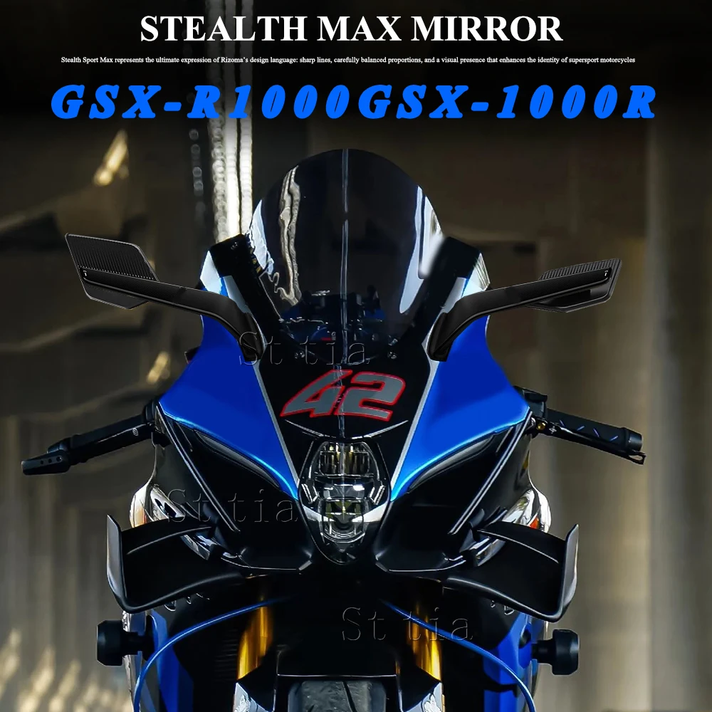 For SUZUKI GSX-R 1000R GSX-R 1000 GSXR1000 2017-2025 Motorcycle Rearview Mirror Adjustable Rotating Wind Wing Stealth Max Mirror
