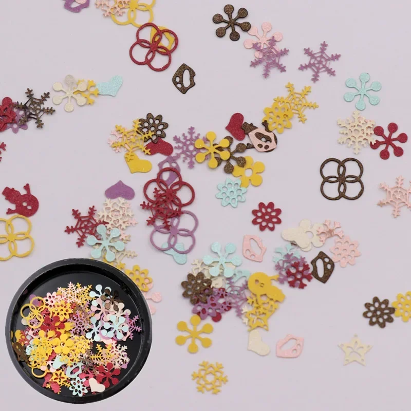 Новая рождественская палочка для дизайна ногтей, кусок древесной массы, красочная снежинка, рождественская елка, нашивка для ногтей, украшение для ногтей, 3D украшение для ногтей