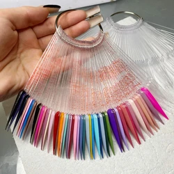 50/40Pcs False Tips Clear Nature Nail Art Display Oval/Sharp Fan Style Nail Swatch Polish Stand Tips Practice Manicure Accessori